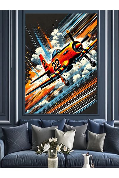 Tablomega Airplane and Energy Decorative Canvas - Mdf Wooden Painting