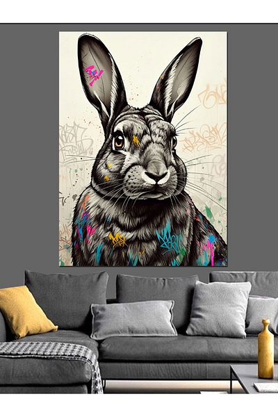 Tablomega Pânză decorativă Graffiti Rabbit - Lemn MDF