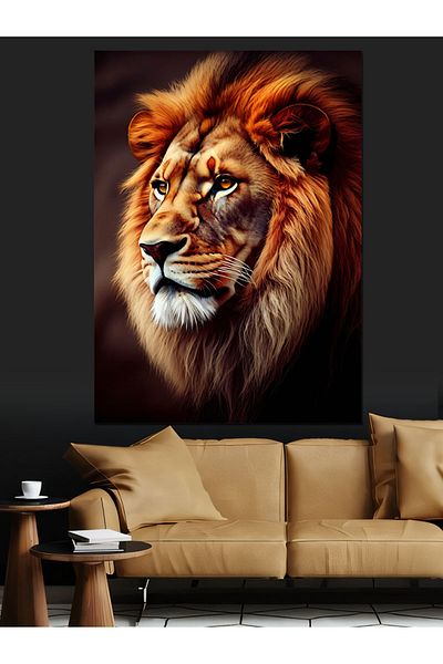 Tablomega Lion's Glamour Decorative Canvas - Mdf Wooden Painting