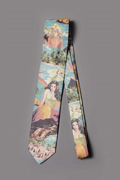 Gani Yalçın Renkli figürlü ipek kravat