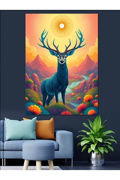 Tablomega Pânză decorativă Elk Noble of the Mountains - Lemn MDF