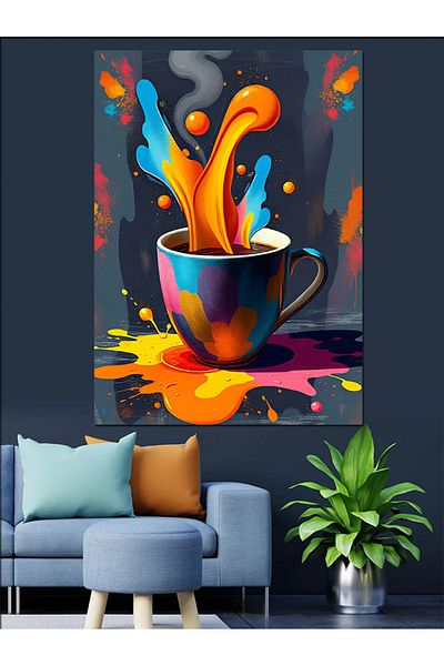 Tablomega Dance of Colors - Coffee Cup Decorative Canvas - Mdf Wooden Painting
