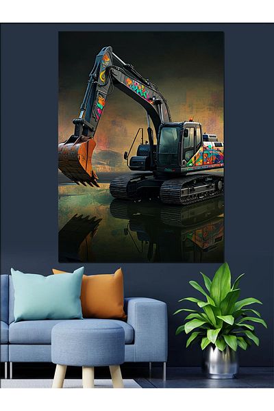 Tablomega Work Machine And Natural Background Decorative Canvas - Mdf Wood Table