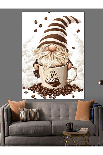 Tablomega Coffee Gnome's Hat Decorative Canvas - Mdf Wooden Painting