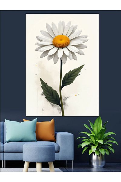 Tablomega White Daisy Beauty Decorative Canvas - Mdf Wooden Painting