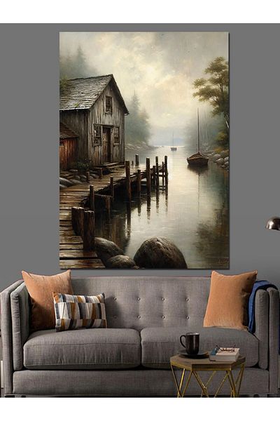 Tablomega Canvas Decorativ Casa Lacului Pacei - Tablou din Lemn MDF
