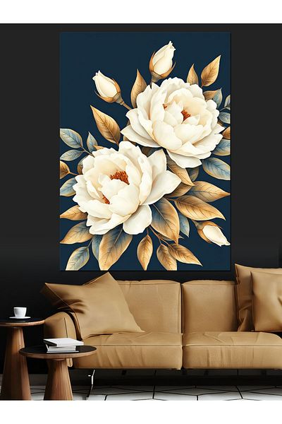 Tablomega The Purity of White Roses Decorative Canvas - Mdf Wooden Painting