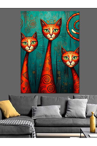 Tablomega Colorful Cat Legend Decorative Canvas - Mdf Wooden Painting