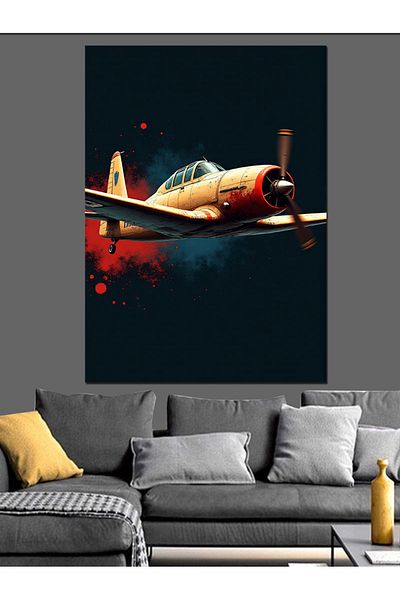 Tablomega Red Airplane Adventure Decorative Canvas - Mdf Wooden Painting