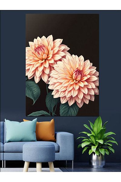 Tablomega The Elegance of Pink Flowers Decorative Canvas - Mdf Wood Table