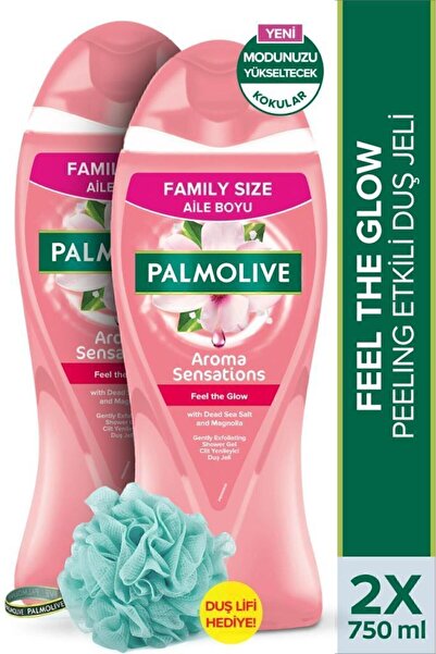 Palmolive Aroma Sensation Feel Glow Duş Jeli 750 ml X2 - Duş Lifi Hediyeli
