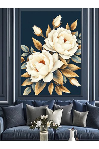 Tablomega The Purity of White Roses Decorative Canvas - Mdf Wooden Painting