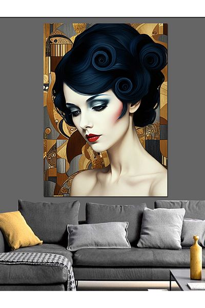 Tablomega Retro Elegance Decorative Canvas - Mdf Wooden Table