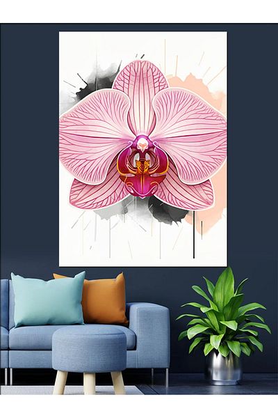 Tablomega Pink Orchid Flower Decorative Canvas - Mdf Wooden Painting
