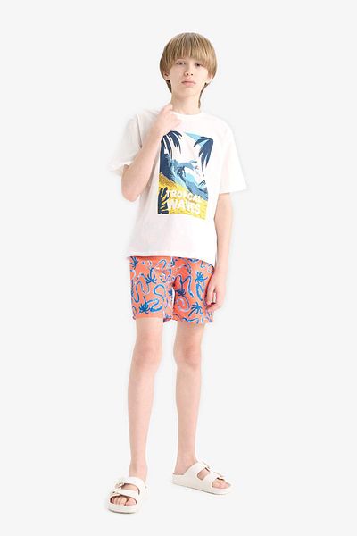 DeFacto Boy's Crew Neck Printed Short Sleeve T-Shirt F0171A825Sm