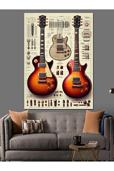 ekart Electric Guitar Drawing Decorative Canvas - Mdf Wooden Painting