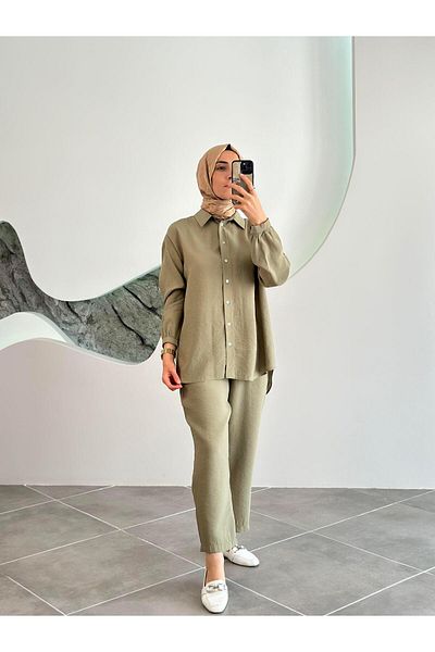 Armine Trend Shirt Suit 24Yt690 Mildew Green