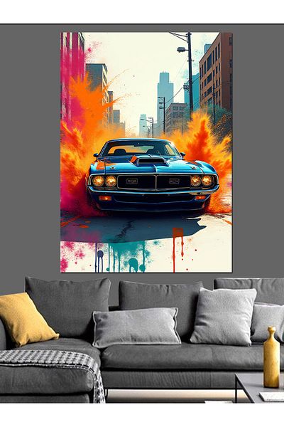 Tablomega Exploding Car Decorative Canvas - Mdf Wooden Painting