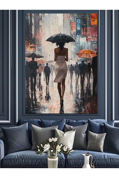 Tablomega Romance under the Rain Decorative Canvas - Mdf Wooden Painting