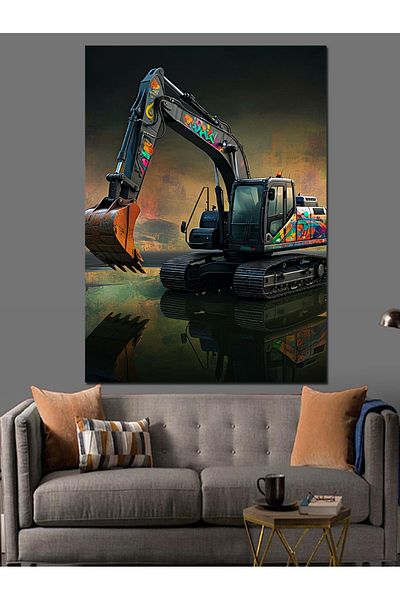 Tablomega Work Machine And Natural Background Decorative Canvas - Mdf Wood Table