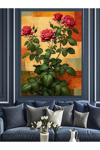 Tablomega Colorful Rose Garden Decorative Canvas - Mdf Wooden Table