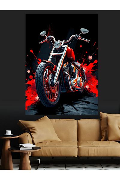 Tablomega Pânză Decorativă Motocicletă Roșie - Lemn MDF