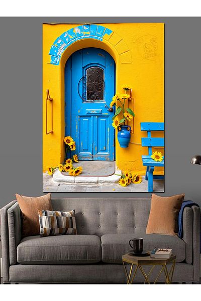 Tablomega Blue Door Beauty Decorative Canvas - Mdf Wooden Painting