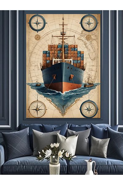 Tablomega Sea Trade Ship Decorative Canvas - Mdf Wooden Painting
