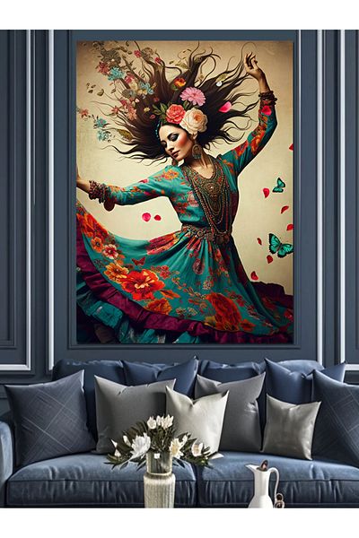 Tablomega Dancing Woman Figure Decorative Canvas - Mdf Wooden Painting
