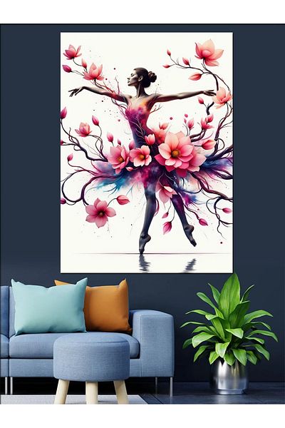 Tablomega Cherry Blossom Ballet Decorative Canvas - Mdf Wooden Painting