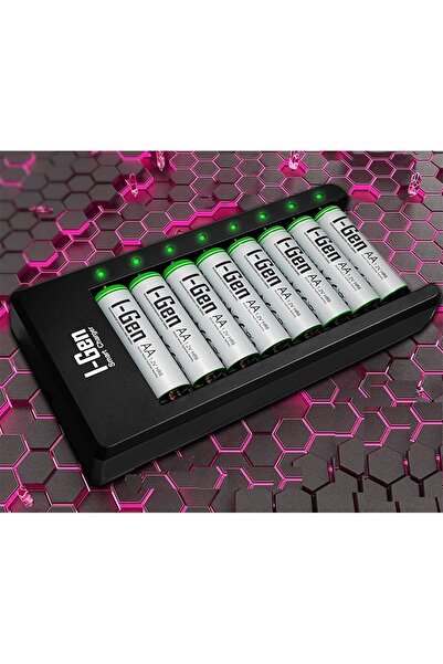 I Gen I-gen G827 8'li Pil Şarj Aleti 8 Adet Aa 2700 Mah Şarj Edilebilir Aa Şa...