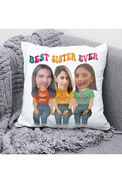 Hediye Deposu Kişiye Best Friend Sister Tasarımlı Yastık Arkadaşa Hediye