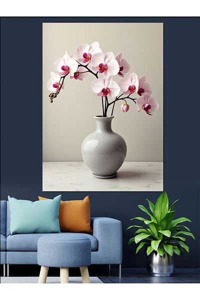 Tablomega Orchid's White Purity Decorative Canvas - Mdf Wooden Painting