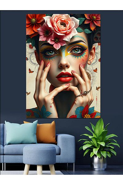 Tablomega Colorful Flowers Love Decorative Canvas - Mdf Wooden Painting