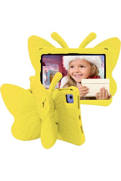 AWH Kids iPad 11"/10.9" Case, Soft EVA Foam, Butterfly Stand, Yellow, Child-Friendly, Cute Design