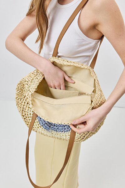 C&City Straw Shoulder Bag Cream Model: Y9207