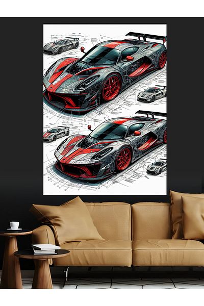 Tablomega Luxury Sports Cars Decorative Canvas - Mdf Wooden Painting
