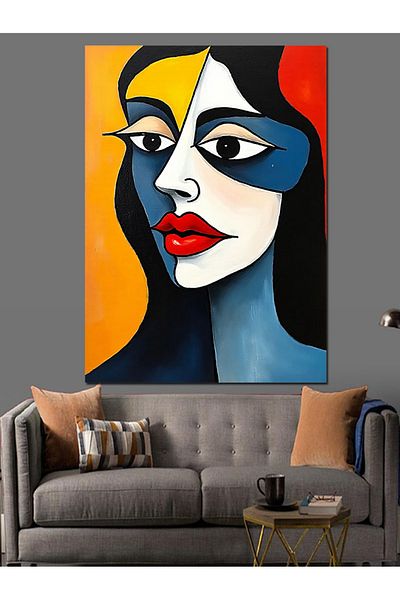 Tablomega Half Face Portrait Decorative Canvas - Mdf Wooden Painting