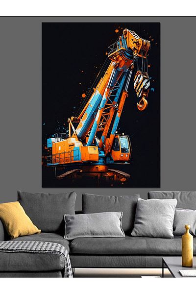 Tablomega Construction Machine Decorative Canvas - Mdf Wooden Table
