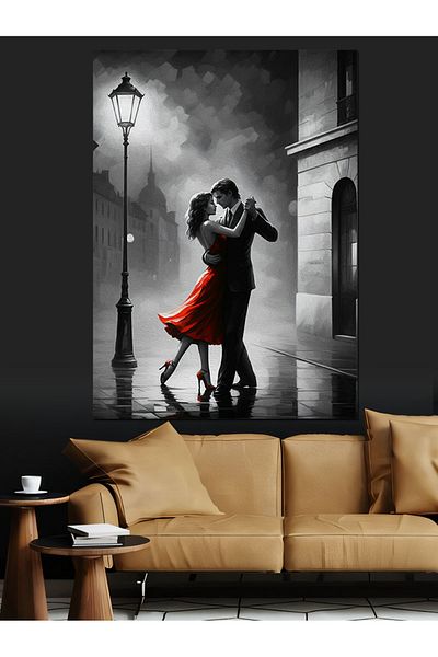 Tablomega Dancing Couple Black and White Art Decorative Canvas - Mdf Wooden Painting
