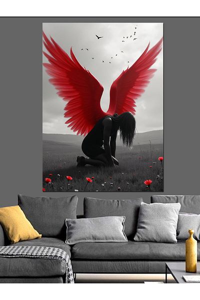 Tablomega Red Wings and Freedom Decorative Canvas - Mdf Wooden Painting
