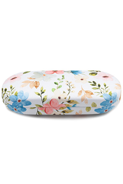 Olivewing Mavi Çiçekli Sert Gözlük Kabı