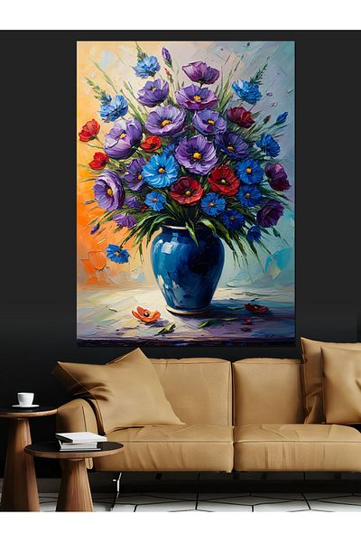 Tablomega Flower Vase Vitality Decorative Canvas - Mdf Wooden Table