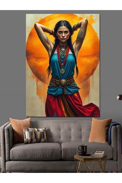 KanvasSepeti Figură feminină la soare Pictură decorativă în ulei Texturată Pâ...