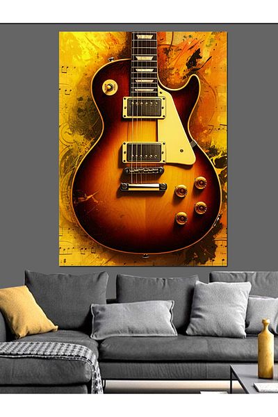 Tablomega Golden Timbre Guitar Decorative Canvas - Mdf Wooden Painting