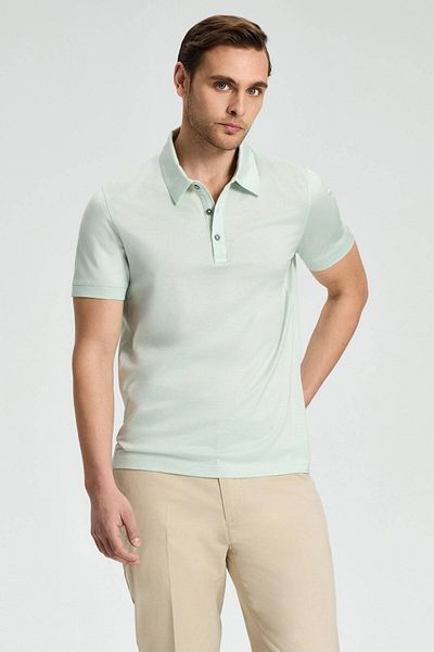 Hemington Mercerized Cotton Light Green Polo Neck T-Shirt