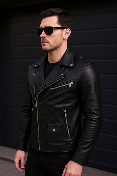 gm giyimarket Slim Fit férfi bőrdzseki