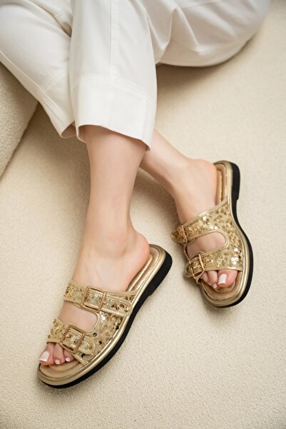 LamintaGlobal Orby Gold Tokalı Kadın Terlik