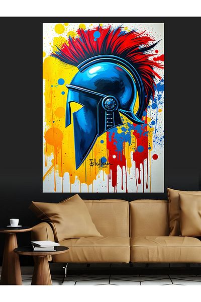 Tablomega Spartan Helmet Decorative Canvas - Mdf Wooden Painting