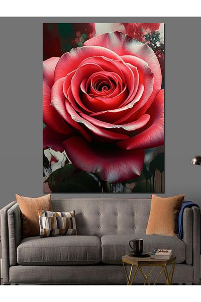 Tablomega Red Rose and Elegance Decorative Canvas - Mdf Wooden Painting